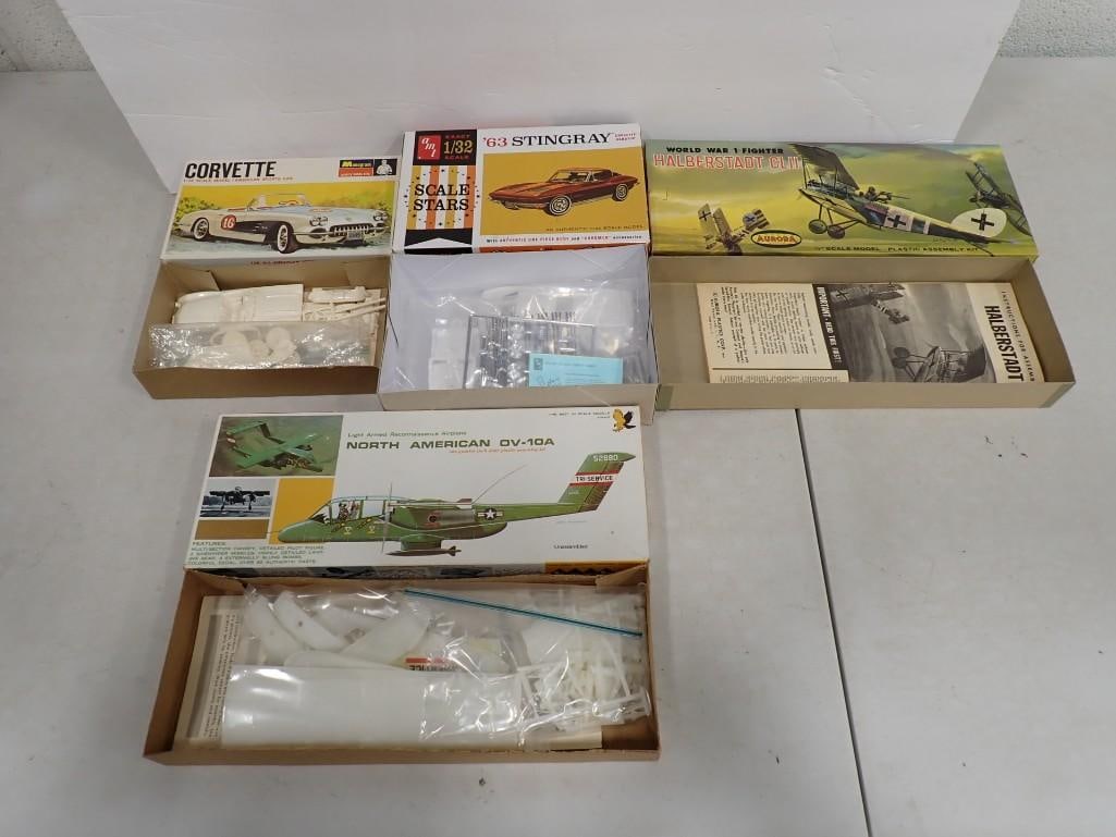 4 Model Kits incl 1/32 Scale '63 Stingray Model Kit, Monogram 1/32 Scale Corvette Model Kit, (1 of 5)