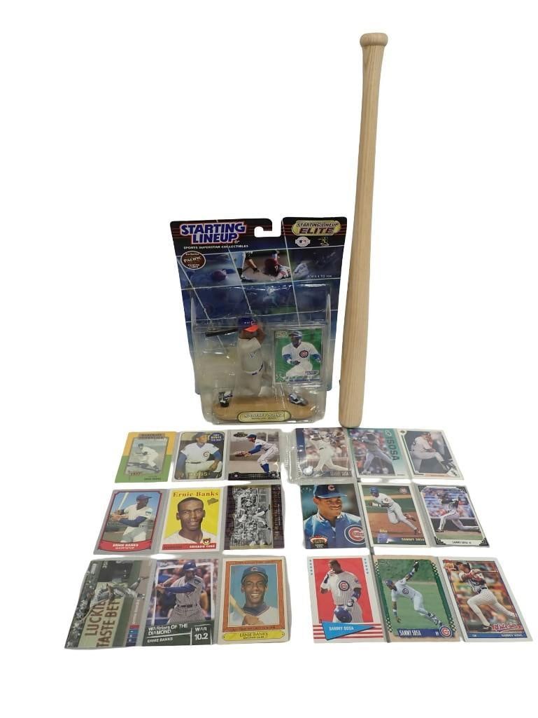 Ernie Banks / Sammy Sosa including Baseball Cards, Starting Lineup, Louisville Slugger Mini Bat (1 of 6)
