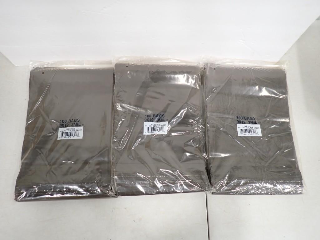 3 Packs of 100 Bags 9"x12" 3Mil Seal Top Amber (1 of 6)