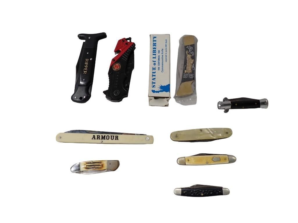 Lot of Pocket Knives, Box Cutters, Vintage, Statue of Liberty, Japan, etc. (1 of 10)