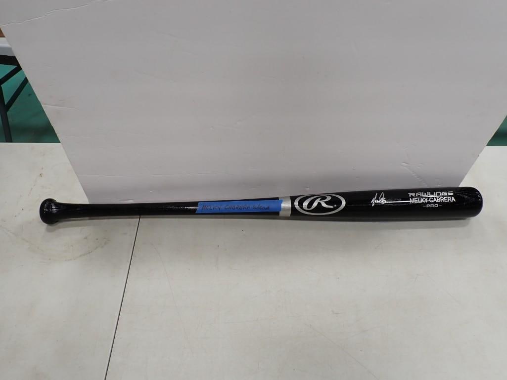 Melky Cabrera Autographed Rawlings Baseball Bat with COA: Melky Cabrera Autographed Rawlings Baseball Bat with COA All pictures are considered part of the description and should be examined carefully by bidders. Live Auctioneers is now offering Live Shipping
