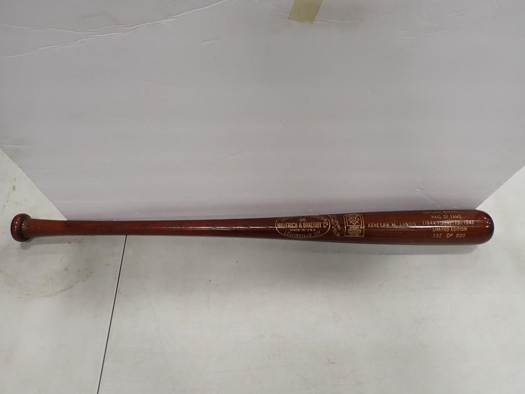 Louisville Slugger Baseball Hall of Fame Limited Edition 1946 Baseball Bat 395/500 Kenesaw M. Landis: Louisville Slugger Baseball Hall of Fame Limited Edition 1946 Baseball Bat 395/500 Kenesaw M. Landis All pictures are considered part of the description and should be examined carefully by bidders. Li