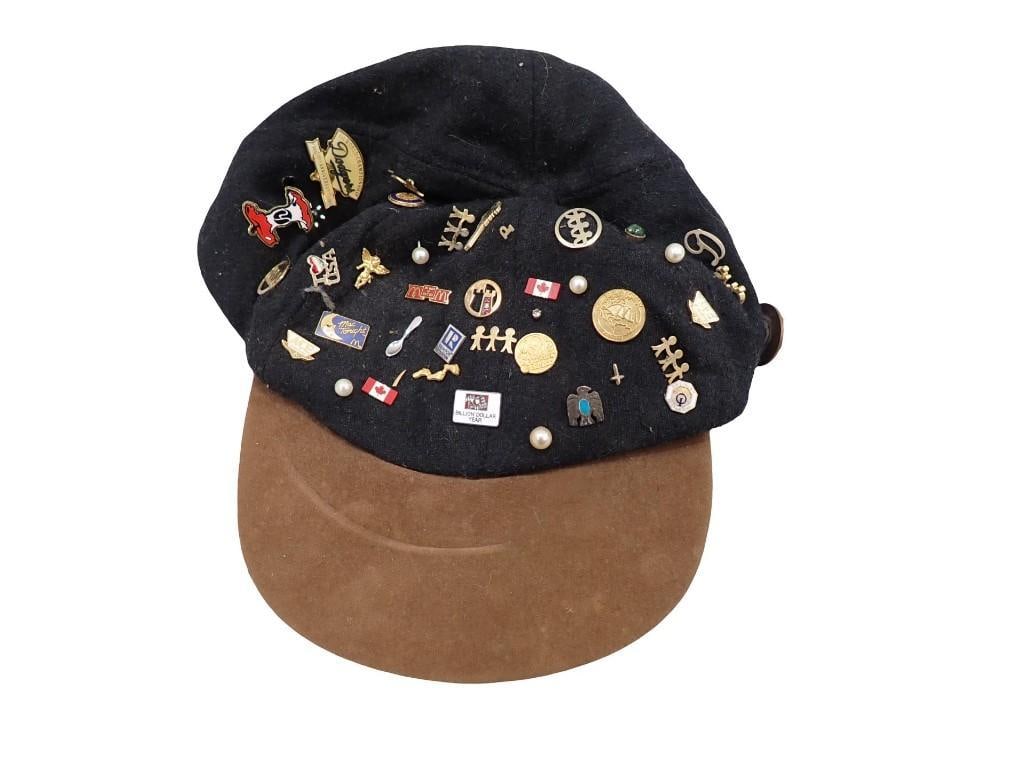 Hat with Many Pins incl Mac Tonight McDonald's Pin, etc: Hat with Many Pins incl Mac Tonight McDonald's Pin, etc All pictures are considered part of the description and should be examined carefully by bidders. Live Auctioneers is now offering Live Shipp