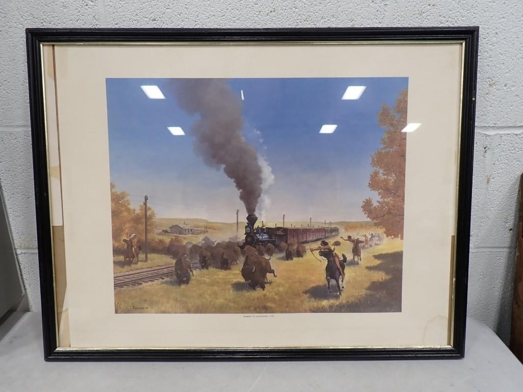 Howard Fogg Framed Railroad Print - Moment of Excitement - 1870 (1 of 6)