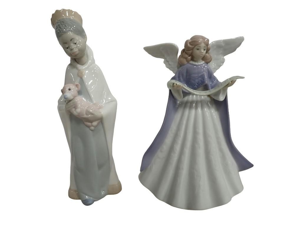 Lladro Porcelain Figurines - 1993 Angel Tree Topper 05962 with box and King Balthasar Nativity (1 of 15)