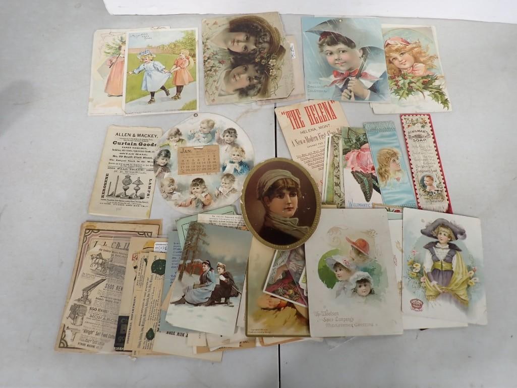 Lot 1800's Antique Trade Cards and Advertising Ephemera (1 of 12)
