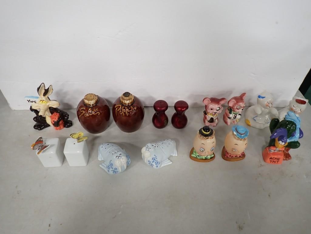 Lot of Vintage Salt and Pepper Shakers, etc. Including Vintage, Warner Bros, Walruses, Butterflies, (1 of 16)