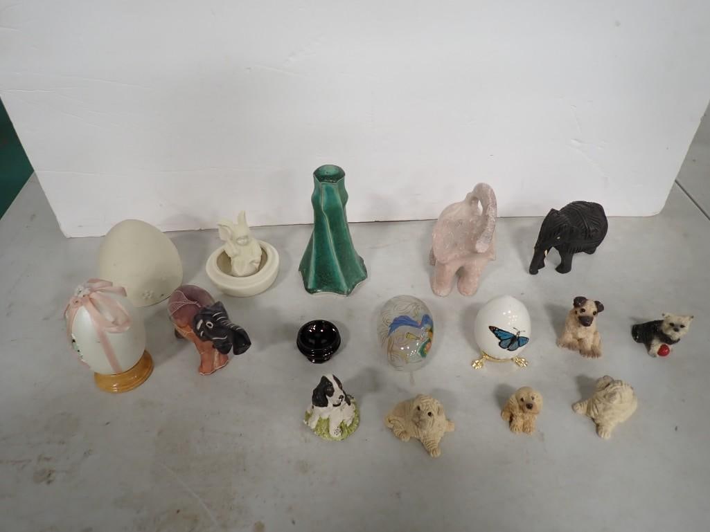 Figurine Lot, etc. Including Elephants, Eggs, Dogs, Butterfly, etc. (1 of 20)