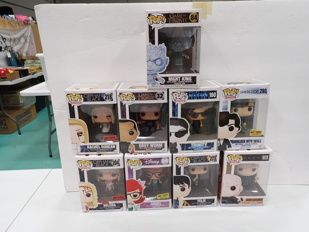 Funko Pop! Figures including Game of Thrones, Walt Disney Ariel, Sherlock, Matrix, Orphan Black, Dun (1 of 7)