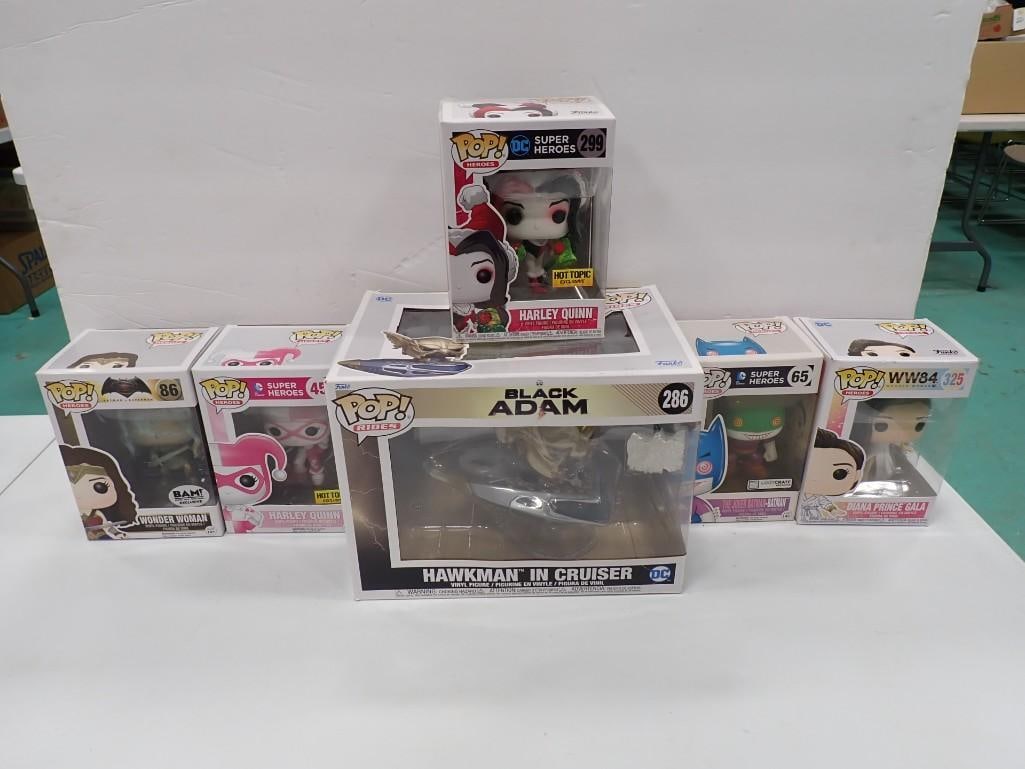 Funko Pop! Figures including Black Adam, Harley Quinn, Wonder Woman, Batman The Joker, WW84 Diana (1 of 7)