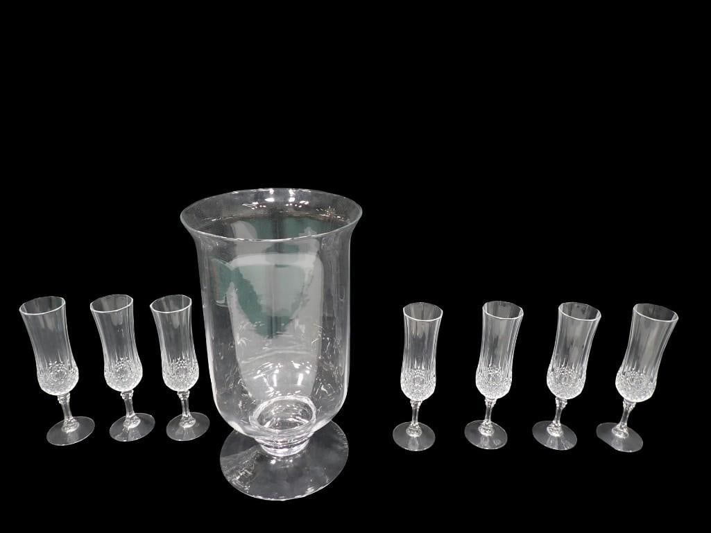 Lot of Crystal Champaign Flutes and a Hurricane Candle Holder (1 of 16)