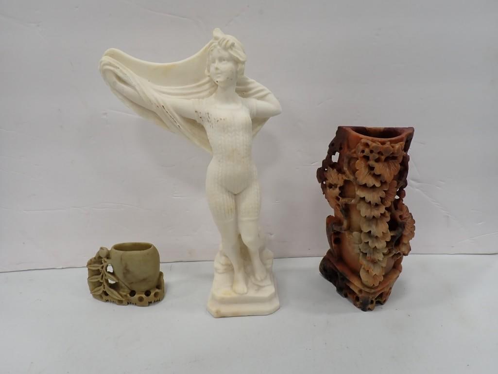 Hand Carved Chinese Soapstone and Female Figure (1 of 14)