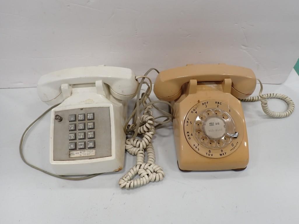 Vintage Telephones including White Touch Tone and Tan Rotary Dial (1 of 11)