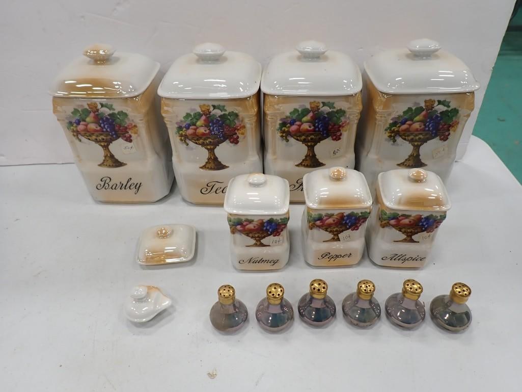 Lustreware Czechoslovakia Victoria Canister Set and Shakers (1 of 19)