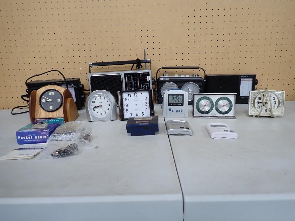 Lot of Vintage Clocks, Radios, Clock Radios, Weather Station, etc. (1 of 8)