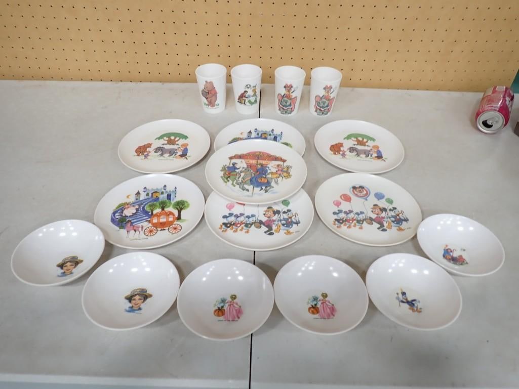 Vintage Melamine Plates, Bowls, Cups, Featuring Walt Disney, Winnie the Pooh, Mary Poppins, Mickey M (1 of 6)