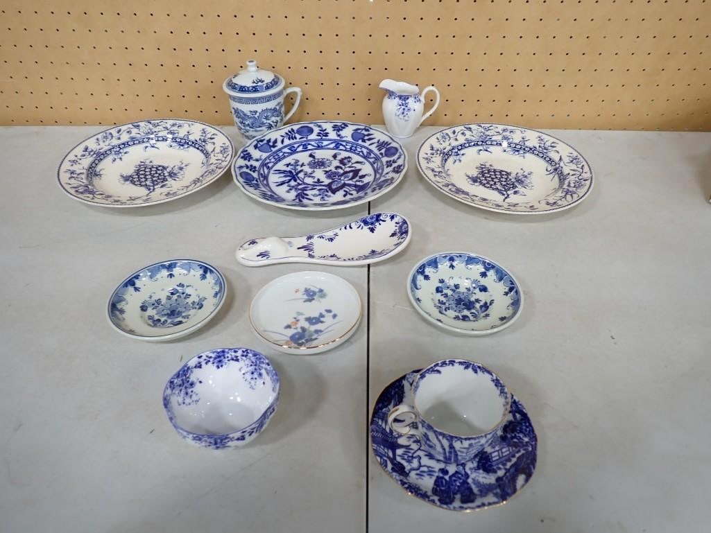 Lot of Blue and White Dishes, China, etc. Including Delft, Royal Albert, Royal Crown Derby, etc (1 of 12)