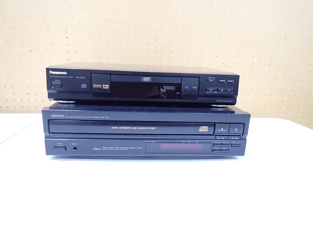 Denon 5 Disc DCM-340 Component CD Player and Panasonic DVD/CD Player DVD-RV30 (1 of 6)
