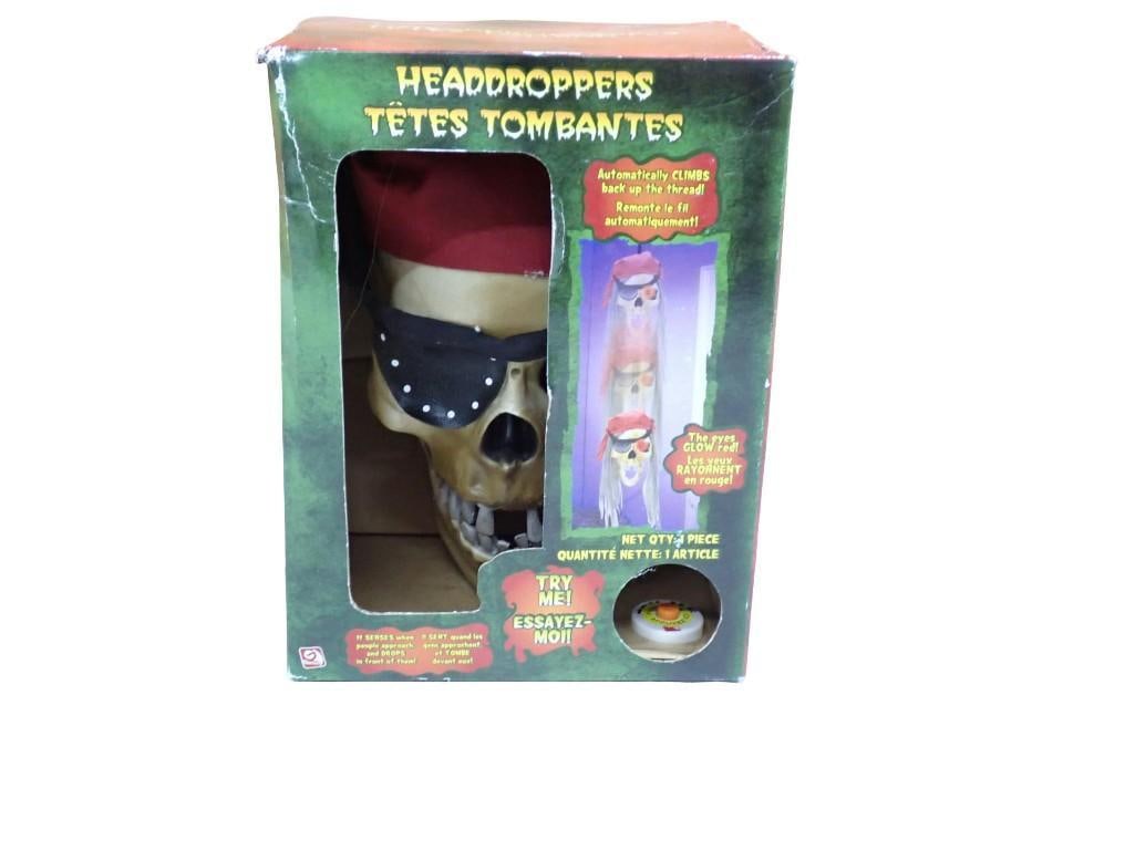 Gemmy Headdroppers "Têtes Tombantes" Halloween animated pirate skull: Gemmy Headdroppers "Têtes Tombantes" Halloween animated pirate skull All pictures are considered part of the description and should be examined carefully by bidders. Live Auctioneers is n