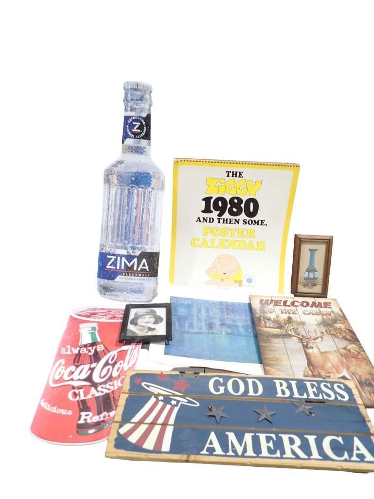 Misc. Wall Hanging Lot including Zima, Ziggy Calndar, Coca Cola, Deer, Patriotic, etc. (1 of 7)