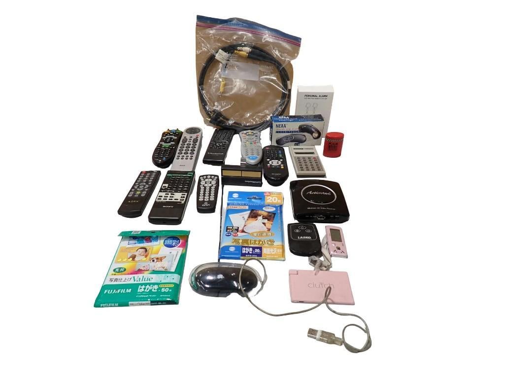 Misc. Lot including Remote Controls, Cords, Vintage Calculator, Apple Mouse, etc (1 of 10)