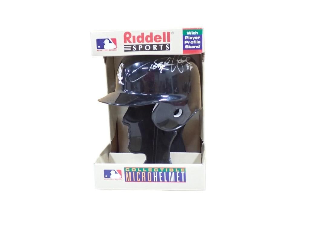 Ridell Mini Helmet with Chicago White Sox Toby Hall Autograph - No COA: Ridell Mini Baseball Helmet with Chicago White Sox Toby Hall Autograph - No COA All pictures are considered part of the description and should be examined carefully by bidders. Live Auctioneers is