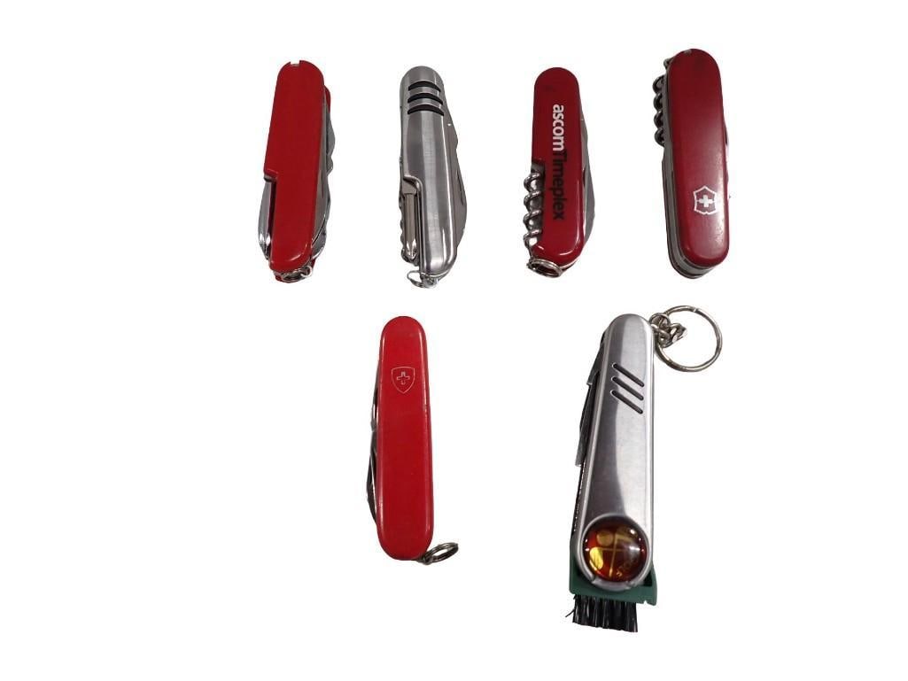 6 Pocket Knives incl Swiss Army Knives, Etc: 6 Pocket Knives incl Swiss Army Knives, Etc All pictures are considered part of the description and should be examined carefully by bidders. Live Auctioneers is now offering Live Shipping through them