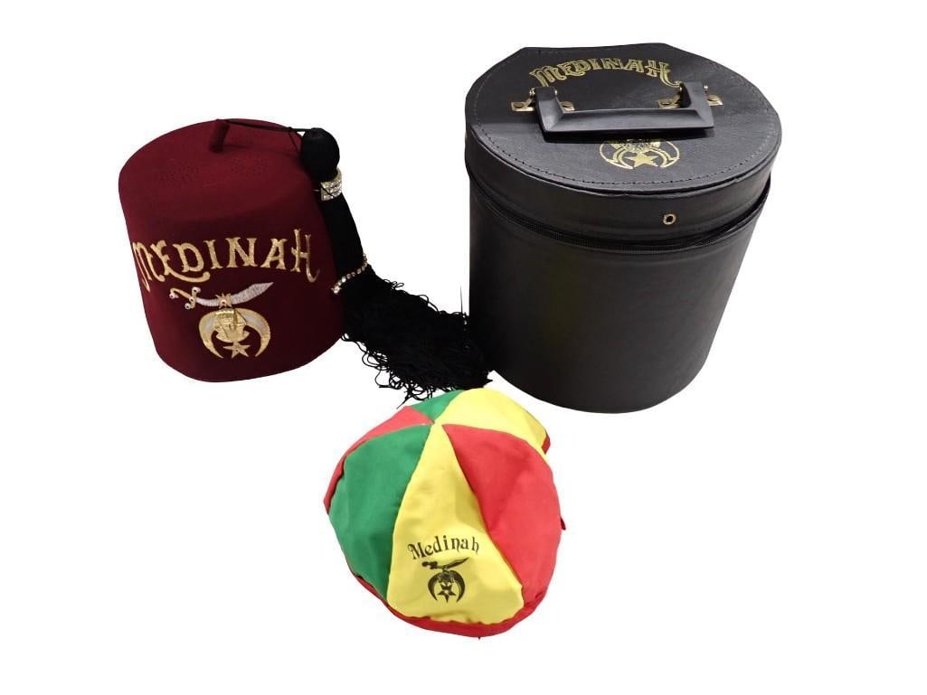 Shriners Masonic Fez Hat, Hat Case, and Clown Hat (1 of 15)