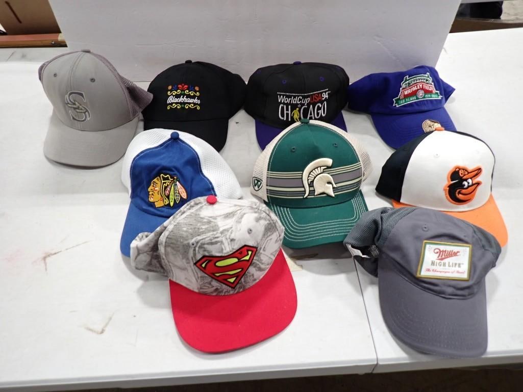 Lot of 9 Hats or Caps incl Wrigley Field 100 Years, Chicago Blackhawks, '94 Chicago World Cup USA (1 of 8)