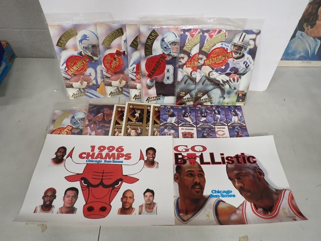 ports Lot including Chicago Bulls, Bears, Football, Basketball, Tennis, Uncut cards, etc. (1 of 11)