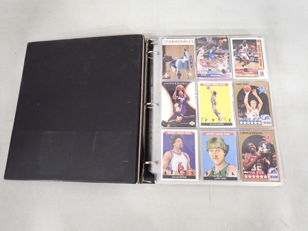 Binder of roughly 300 NBA Basketball Cards - all Hall of Fame including Michael Jordan, Kobe Bryant: Binder of roughly 300 NBA Basketball Cards - all Hall of Fame including Michael Jordan, Kobe Bryant, Larry Bird, Magic Johnson, etc. All pictures are considered part of the description and should be e