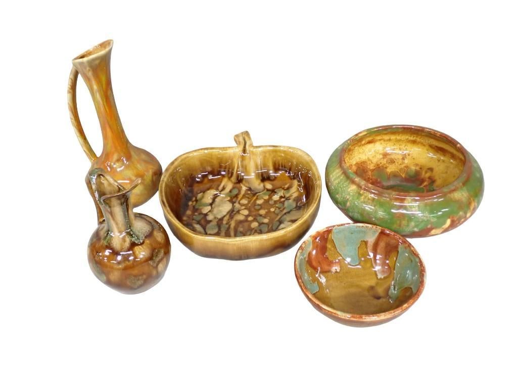 5 Vintage Dreyden Signed Drip Glaze Art Pottery - Hot Springs Arkansas: 5 Vintage Dreyden Signed Drip Glaze Art Pottery - Hot Springs Arkansas All pictures are considered part of the description and should be examined carefully by bidders. Live Auctioneers is now offering