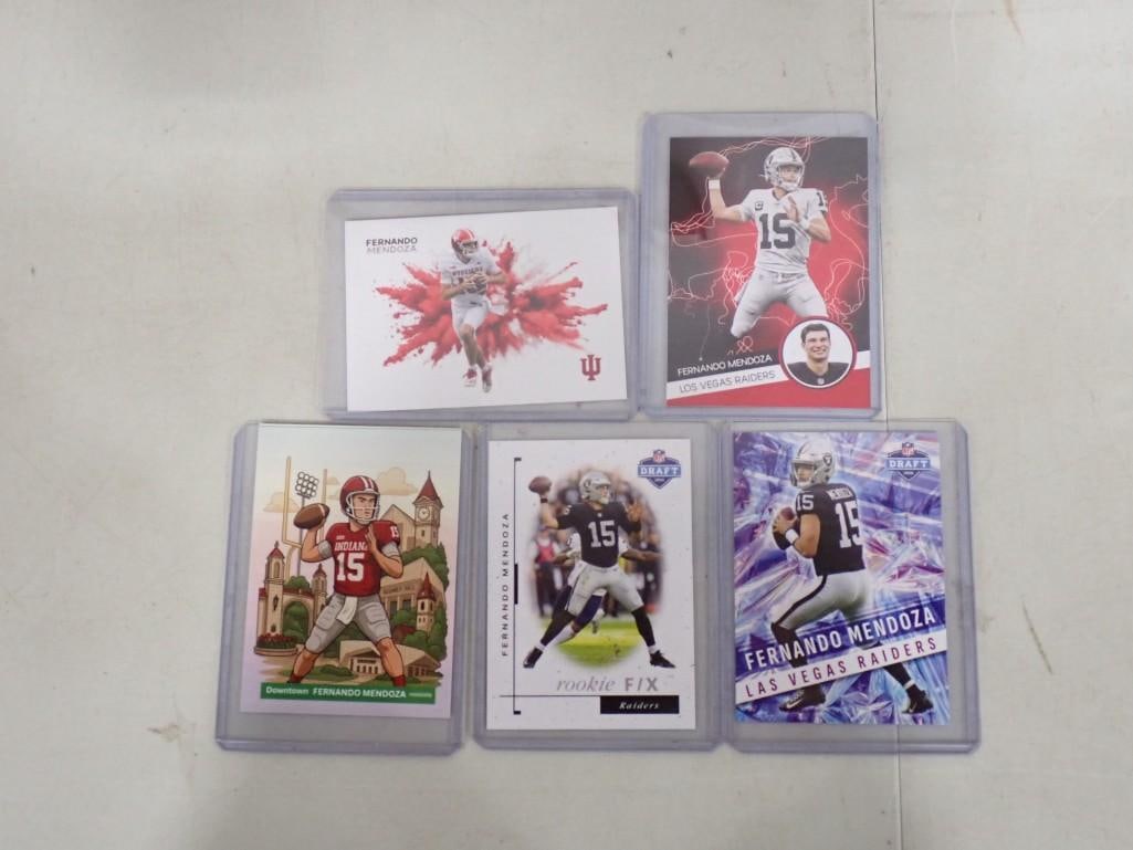 Lot of Fernando Mendoza Football Cards: Lot of Fernando Mendoza Football Cards All pictures are considered part of the description and should be examined carefully by bidders. Live Auctioneers is now offering Live Shipping through them. Thi