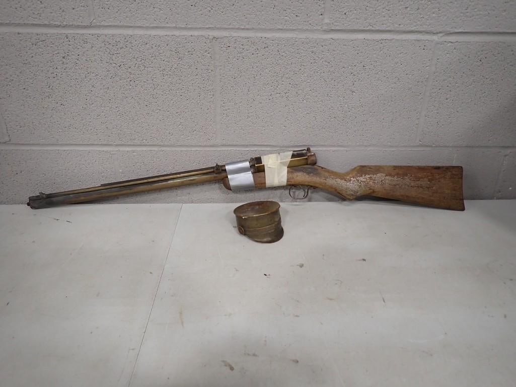 WWI Trench art from shell casing, and a Vintage Benjamin Air Rifle 25 Shot Repeater 700 Gun (1 of 11)