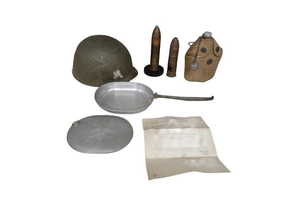 Vintage US Military Field Gear including Helmet, Canteen, Mess Kit, Trench Art, etc. (1 of 10)
