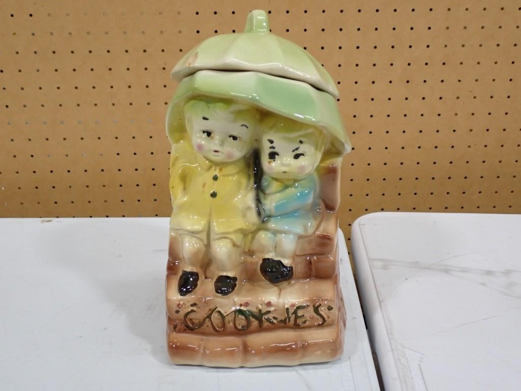 Vintage American Bisque Umbrella Kids Cookie Jar. (1 of 8)