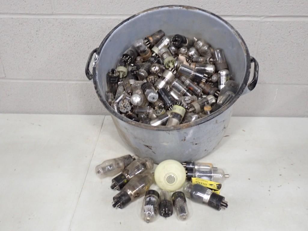 Metal Bucket full of assorted Vacuum Tubes - all untested (1 of 9)