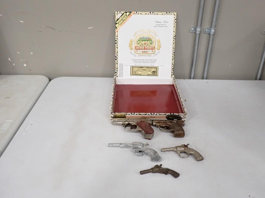 Two Vintage Toy Cap Guns and a cigar box (1 of 8)