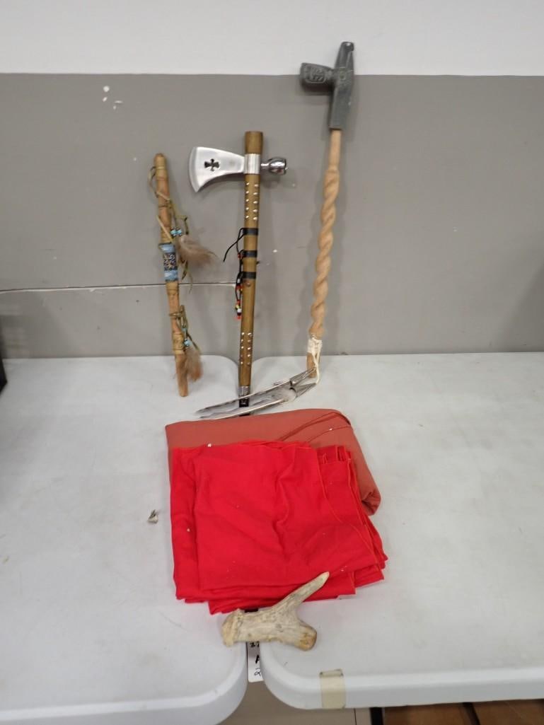 Native American Lot including Talking Stick, Tomahawk Peace Pipe, etc. (1 of 16)
