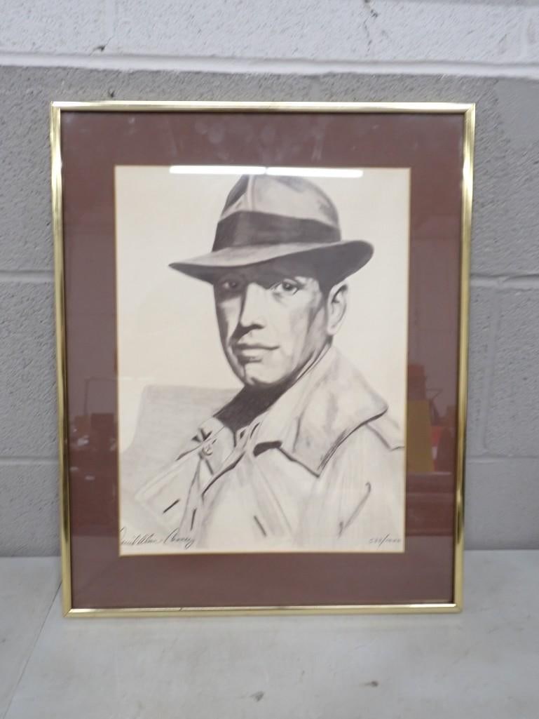Humphrey Bogart Framed Lithograph, Pencil Signed David Alan Cooney numbered 533/1000: Humphrey Bogart Framed Lithograph, Pencil Signed David Alan Cooney numbered 533/1000 All pictures are considered part of the description and should be examined carefully by bidders. Live Auctioneers i