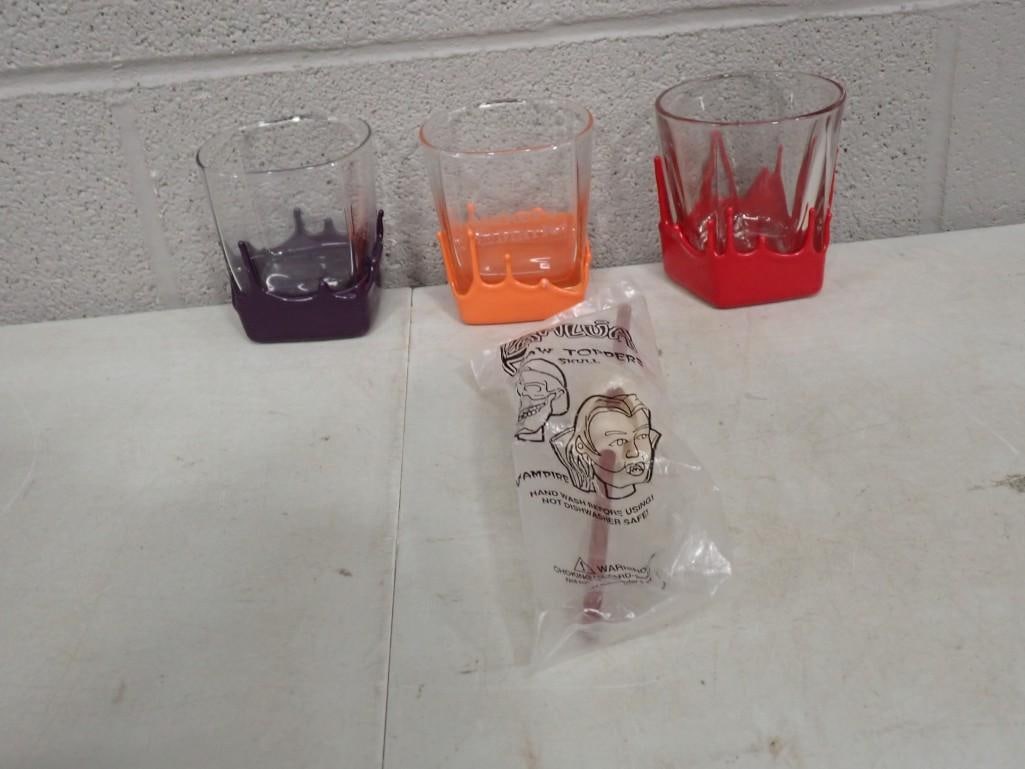 Lot of Maker's Mark Rocks Glasses and a Kahlua Vampire Straw Topper (1 of 5)