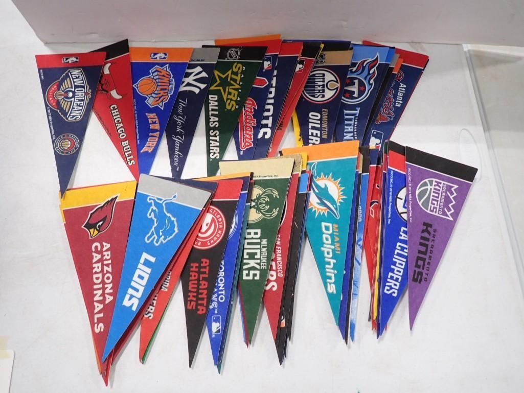 Lot of over 75 Rico Sports Pennants including NBA Basketball, Hockey, Baseball, Football NFL, etc. (1 of 7)