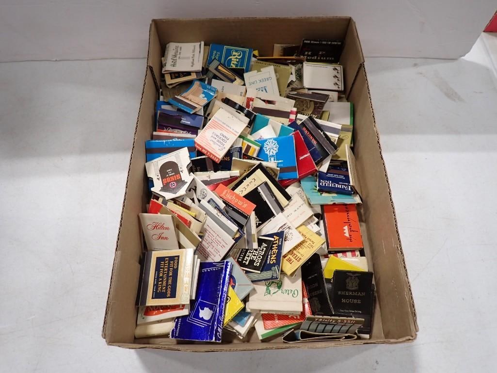 Box of assorted Matchbooks including advertising, vintage, etc.: Box of assorted Matchbooks including advertising, vintage, etc. All pictures are considered part of the description and should be examined carefully by bidders. Live Auctioneers is now offering Live S