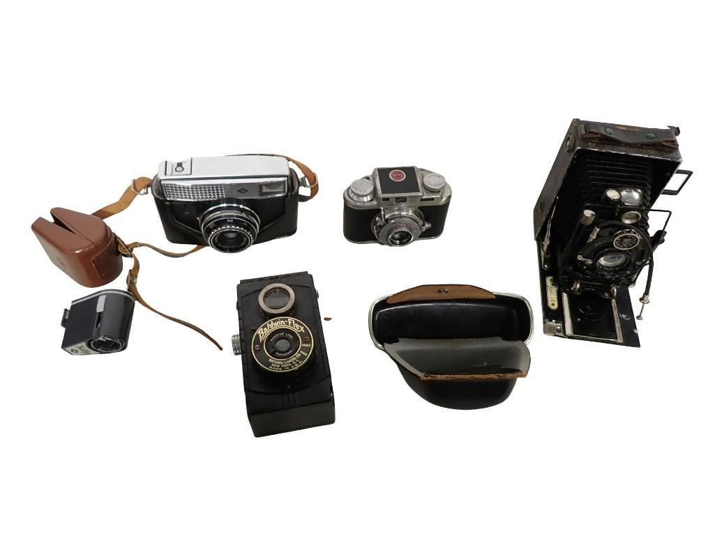 Vintage Camera Lot including Baldwin Flex 127, Voightlander Ibsor D.R.P. Folding, Agfa Optima (1 of 15)