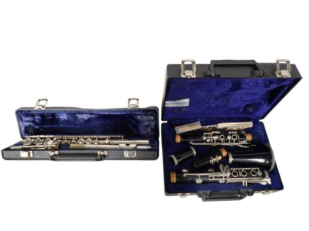 Musical Instruments including an Armstrong Flute and Evette Clarinet - both with Cases (1 of 8)