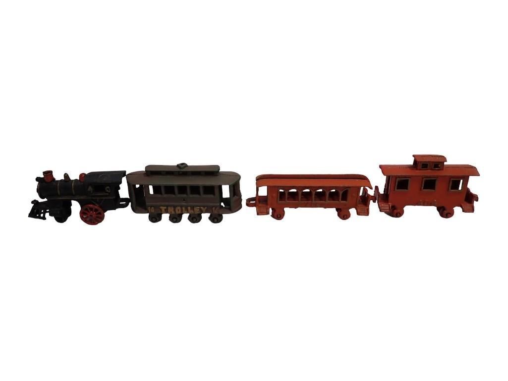 Cast Iron Toy Train with Trolley Car (1 of 12)