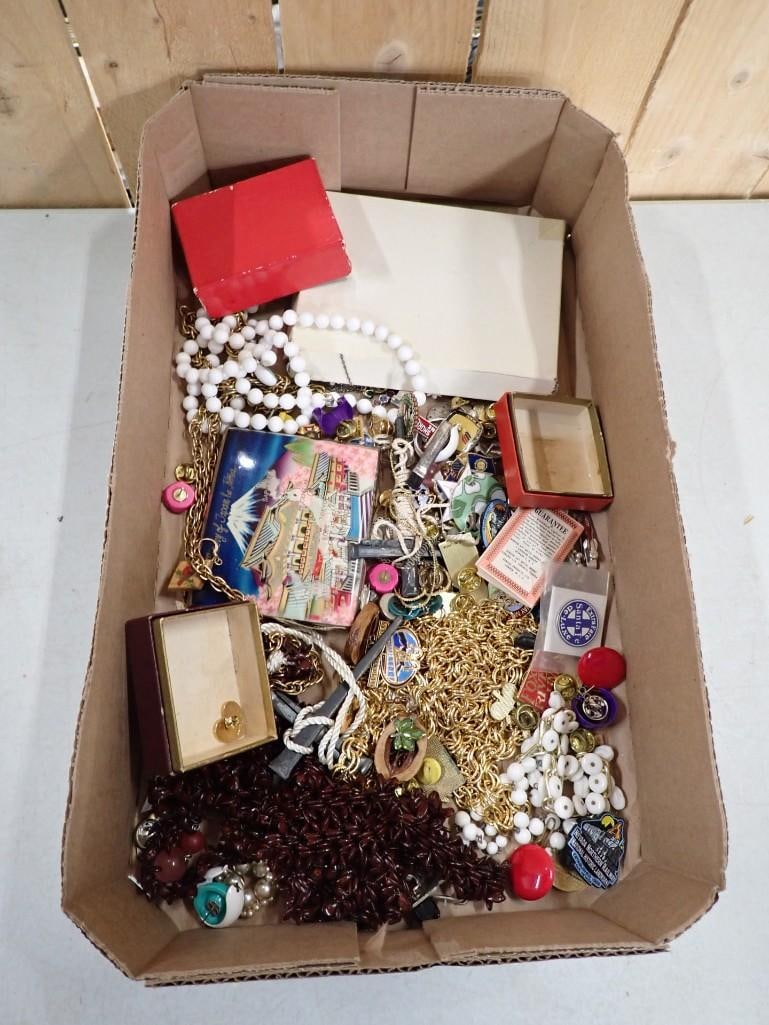 Box full of assorted Costume Jewelry, Smalls, etc. Including Vintage: Box full of assorted Costume Jewelry, Smalls, etc. Including Vintage All pictures are considered part of the description and should be examined carefully by bidders. Live Auctioneers is now offering
