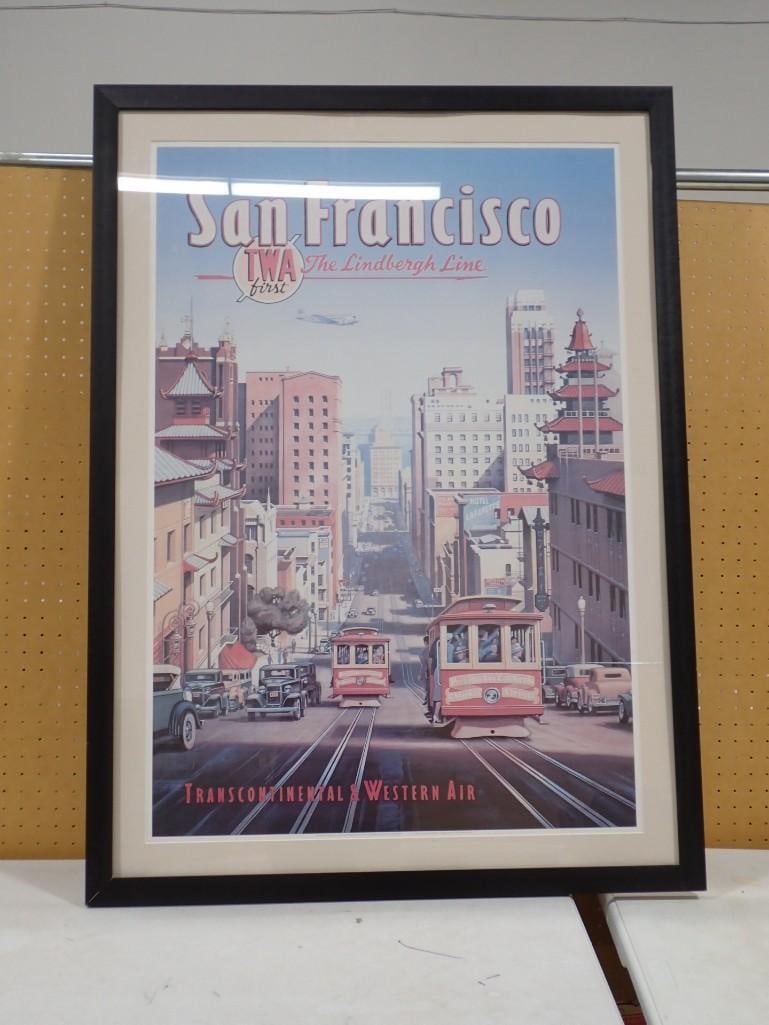 Vintage TWA San Francisco Lindbergh Line Framed Travel Poster (1 of 6)