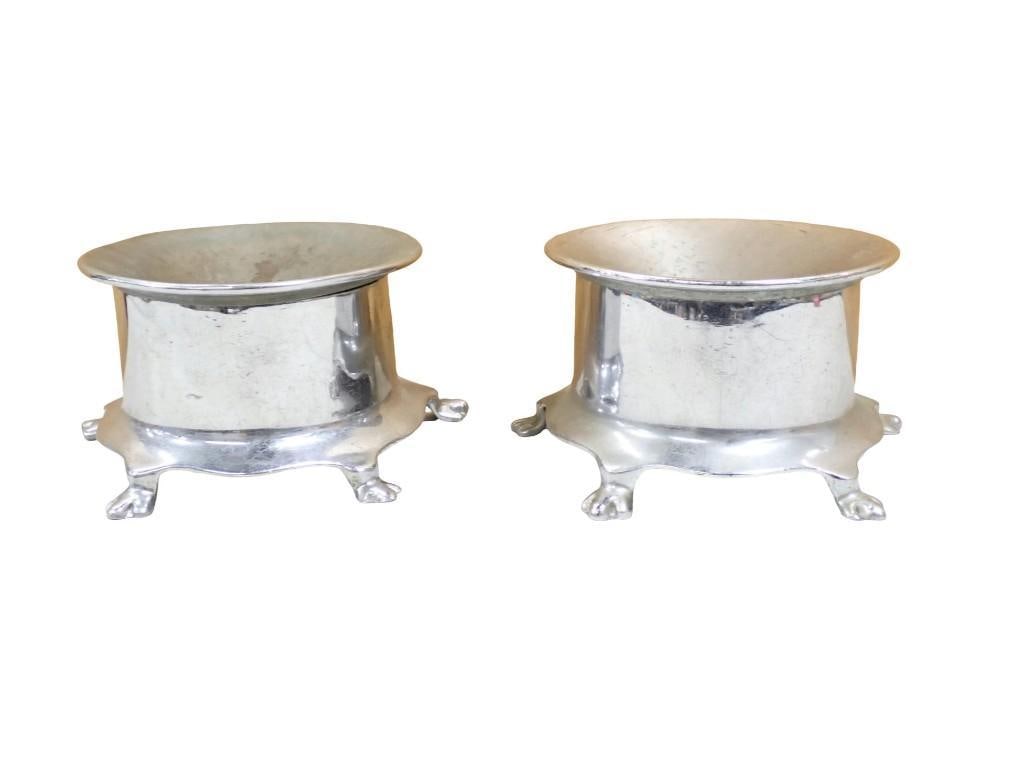 Art Silver Co Silver Plated Footed Bowls / Salt Cellars: Art Silver Co Silver Plated Footed Bowls / Salt Cellars All pictures are considered part of the description and should be examined carefully by bidders. Live Auctioneers is now offering Live Shipping 
