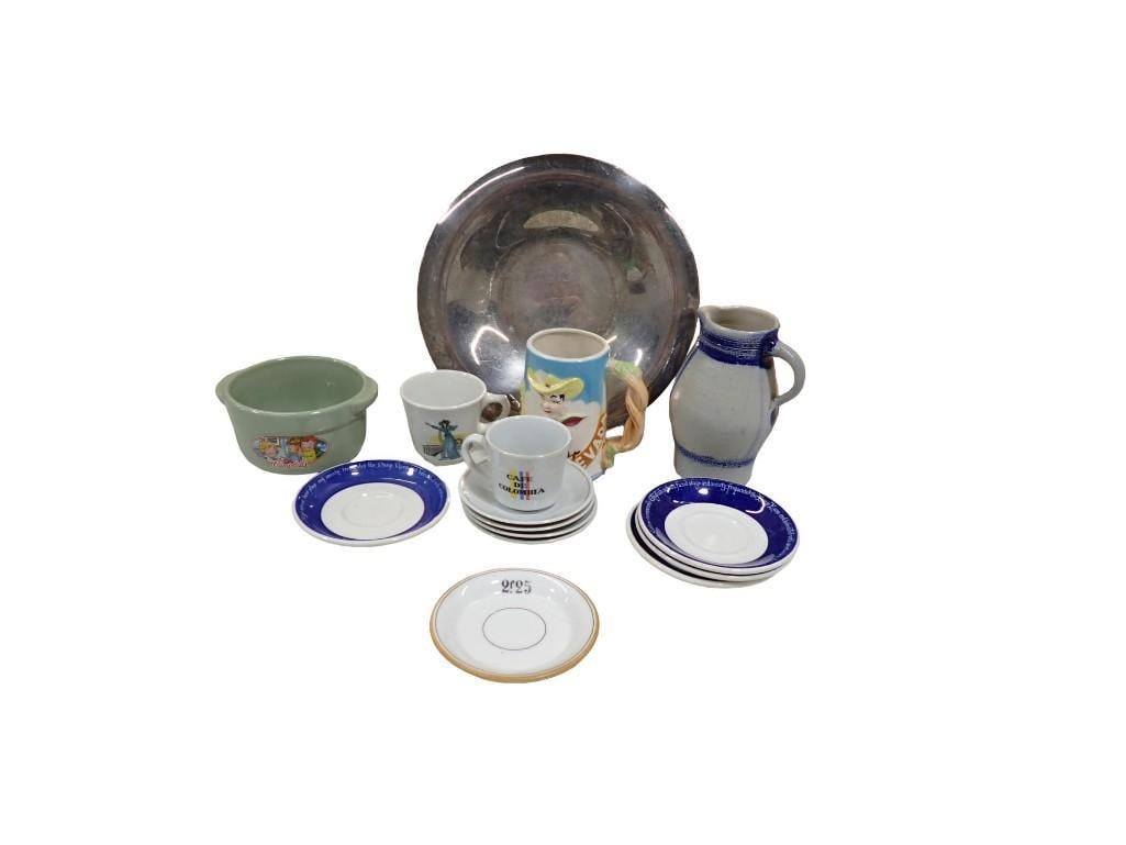 Lot of Plates, Cups, Saucers, etc. Including Campbell's Soup, Tourist, Salt Glaze, etc (1 of 13)